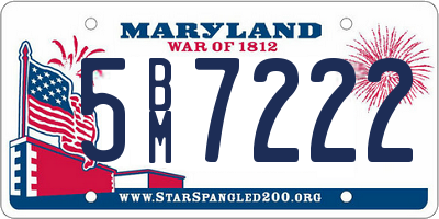 MD license plate 5BM7222