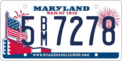 MD license plate 5BM7278
