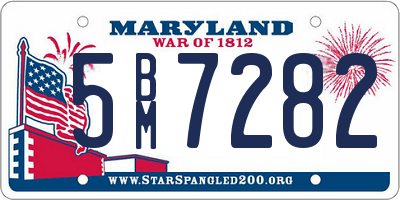 MD license plate 5BM7282