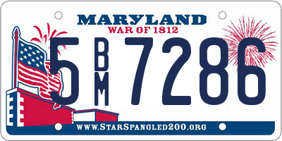 MD license plate 5BM7286