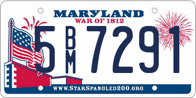 MD license plate 5BM7291