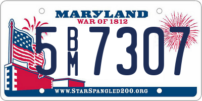 MD license plate 5BM7307