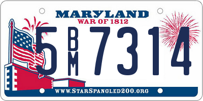 MD license plate 5BM7314