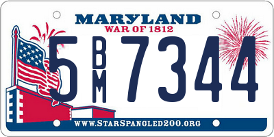 MD license plate 5BM7344