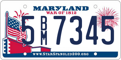 MD license plate 5BM7345