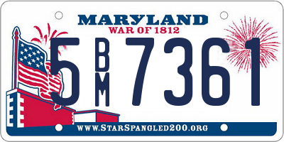 MD license plate 5BM7361