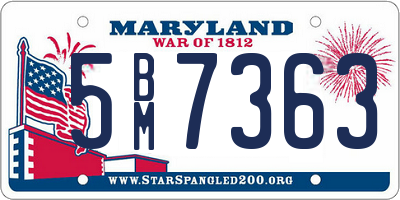 MD license plate 5BM7363