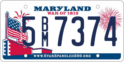 MD license plate 5BM7374