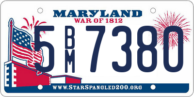 MD license plate 5BM7380