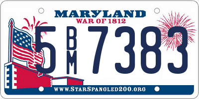 MD license plate 5BM7383