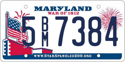 MD license plate 5BM7384