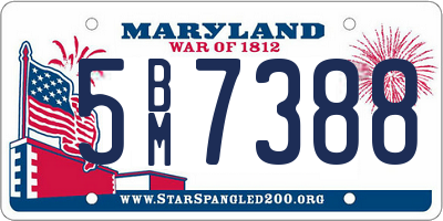 MD license plate 5BM7388
