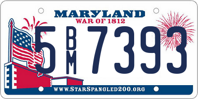 MD license plate 5BM7393