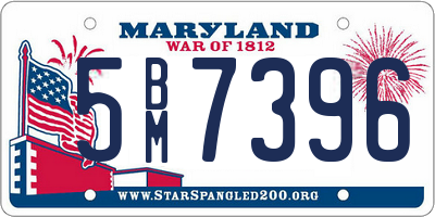 MD license plate 5BM7396