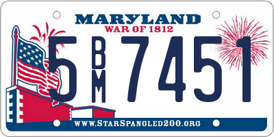 MD license plate 5BM7451