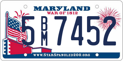 MD license plate 5BM7452