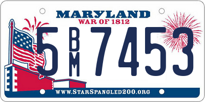 MD license plate 5BM7453