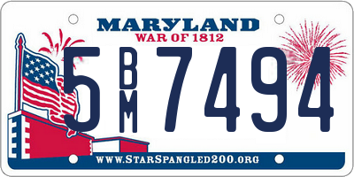MD license plate 5BM7494