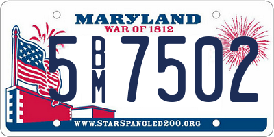 MD license plate 5BM7502