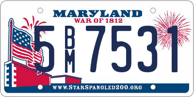 MD license plate 5BM7531