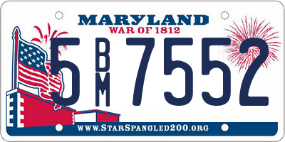 MD license plate 5BM7552