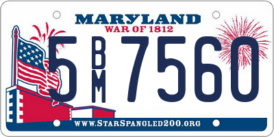 MD license plate 5BM7560