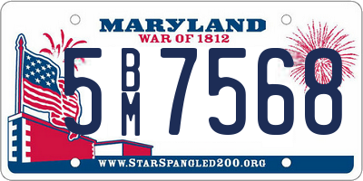 MD license plate 5BM7568