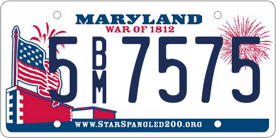 MD license plate 5BM7575