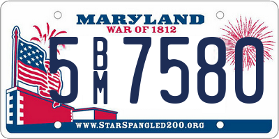 MD license plate 5BM7580