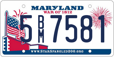 MD license plate 5BM7581