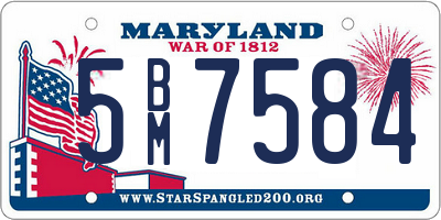 MD license plate 5BM7584