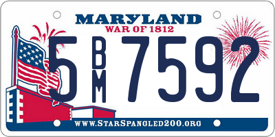 MD license plate 5BM7592