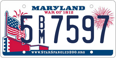 MD license plate 5BM7597