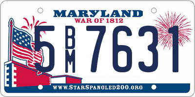 MD license plate 5BM7631