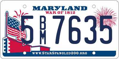 MD license plate 5BM7635