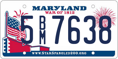 MD license plate 5BM7638