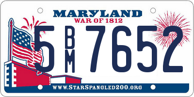 MD license plate 5BM7652
