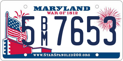 MD license plate 5BM7653