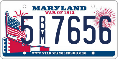 MD license plate 5BM7656