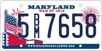MD license plate 5BM7658