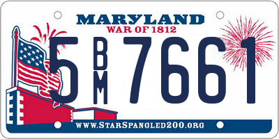MD license plate 5BM7661