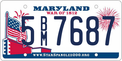 MD license plate 5BM7687