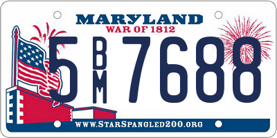 MD license plate 5BM7688