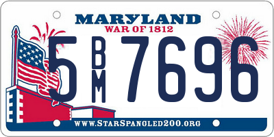 MD license plate 5BM7696
