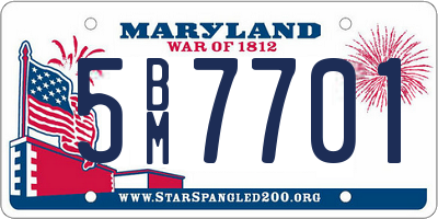 MD license plate 5BM7701
