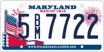 MD license plate 5BM7722