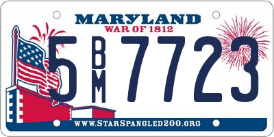 MD license plate 5BM7723