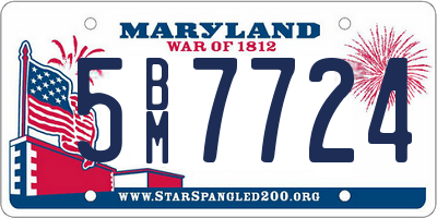 MD license plate 5BM7724