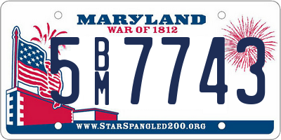 MD license plate 5BM7743