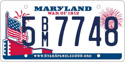 MD license plate 5BM7748